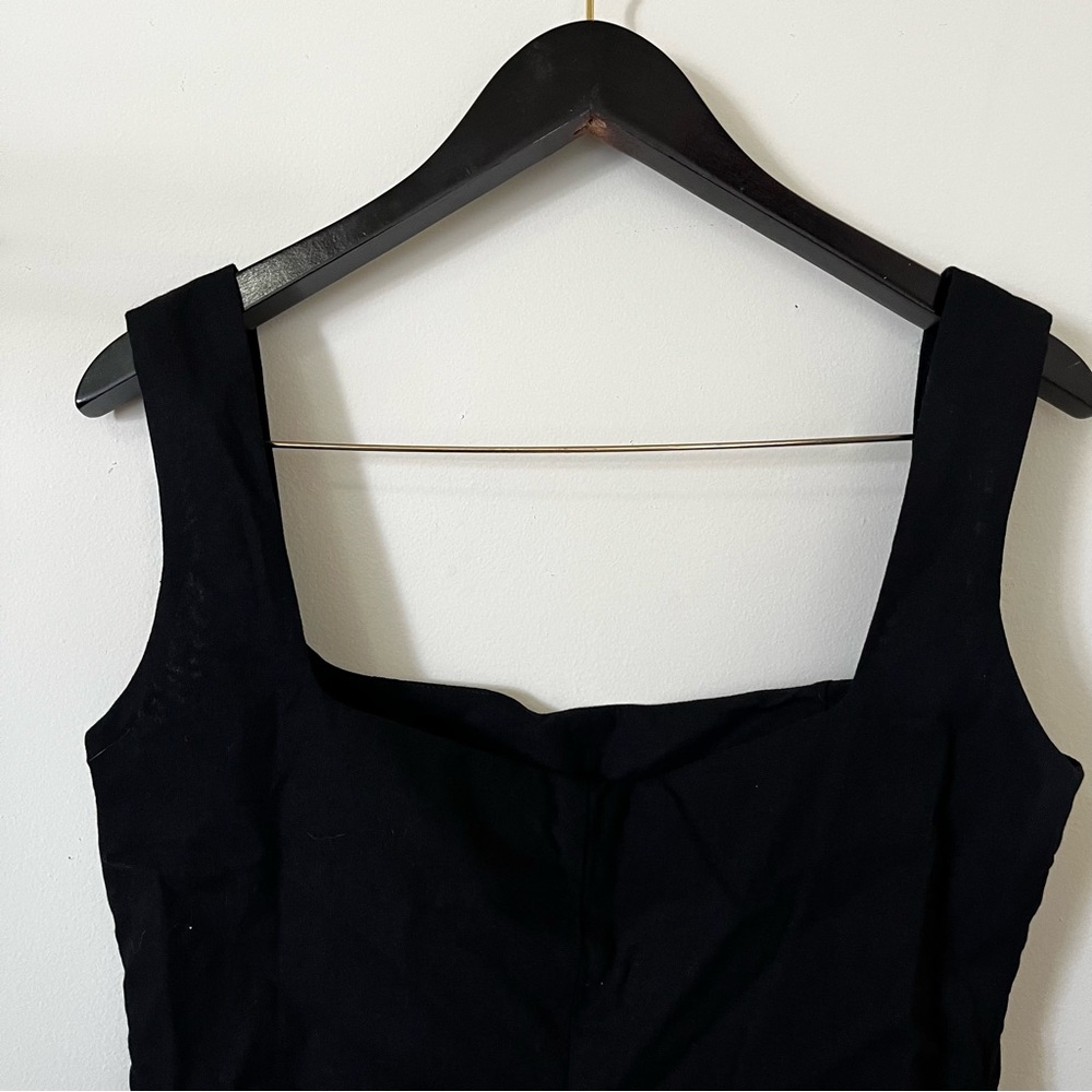 Peppermayo Cadence Linen Blend Square Neckline Mini Dress Black US 10 - Picture 6 of 12